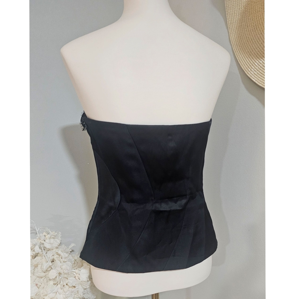 WHBM Black Strapless With Floral Applique Bustier Corset Top - Picture 2 of 9